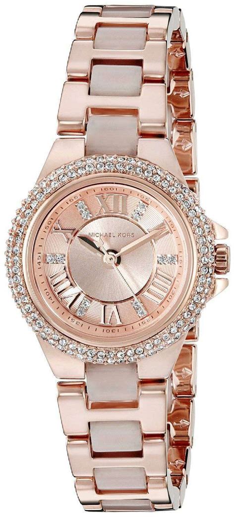 michael kors rose gold tone petite camille watch|Michael Kors Women's Petite Camille Blush Acetate and Rose .